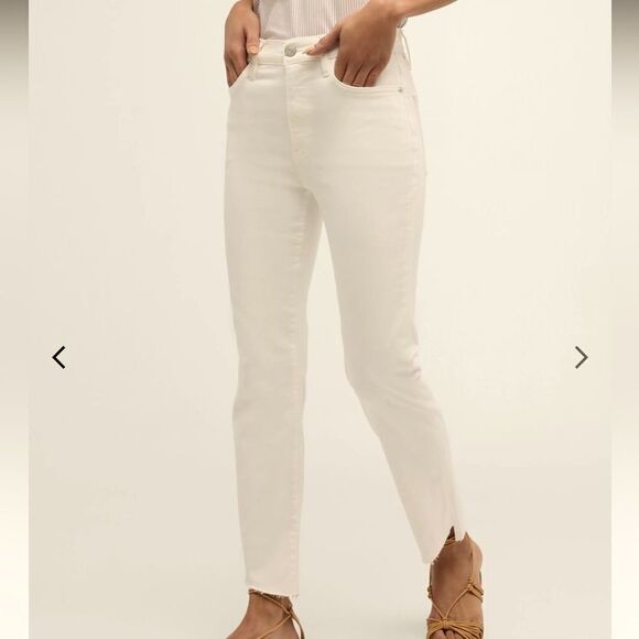 New Frame Le High Straight Cascade Hem Off White Size 26 - Picture 13 of 16